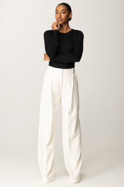 Elisabetta Franchi Maglia In Lana con Micro-logo Jacquard MK24S56E2 NERO