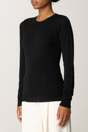 Elisabetta Franchi Maglia In Lana con Micro-logo Jacquard MK24S56E2 NERO