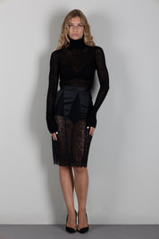 Elisabetta Franchi Maglia In Lana con Nervature MK04W66E2 NERO