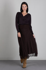Twin-set Maglia In Misto Viscosa con Incrocio 262TT3331 COFFEE CHOCOLATE