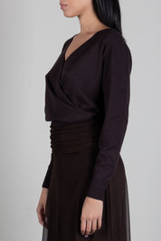 Twin-set Maglia In Misto Viscosa con Incrocio 262TT3331 COFFEE CHOCOLATE