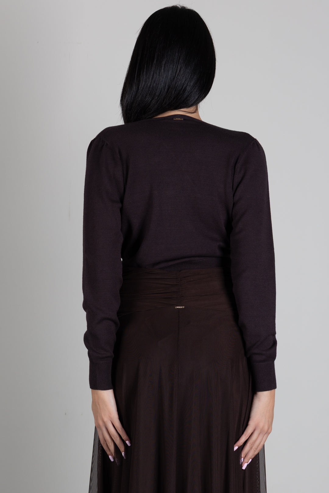 Twin-set Maglia In Misto Viscosa con Incrocio 262TT3331 COFFEE CHOCOLATE
