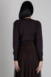 Twin-set Maglia In Misto Viscosa con Incrocio 262TT3331 COFFEE CHOCOLATE