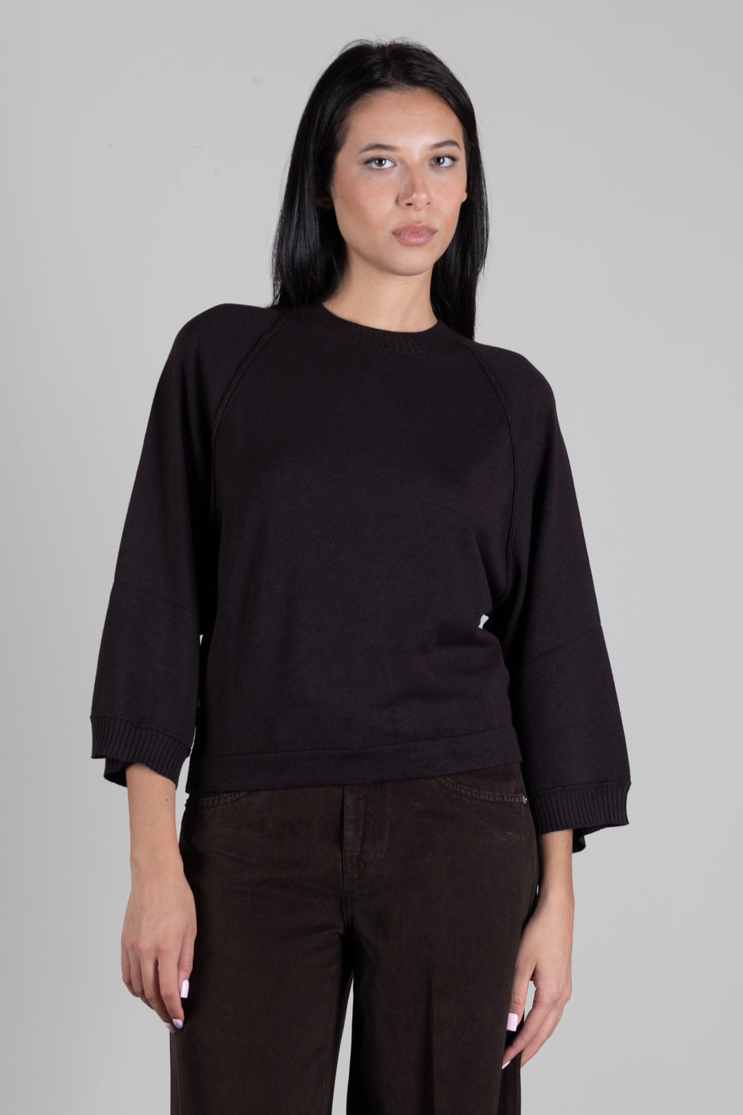Twin-set Maglia In Misto Viscosa con Maniche a 3/4 262TF3023 DEEP BROWN