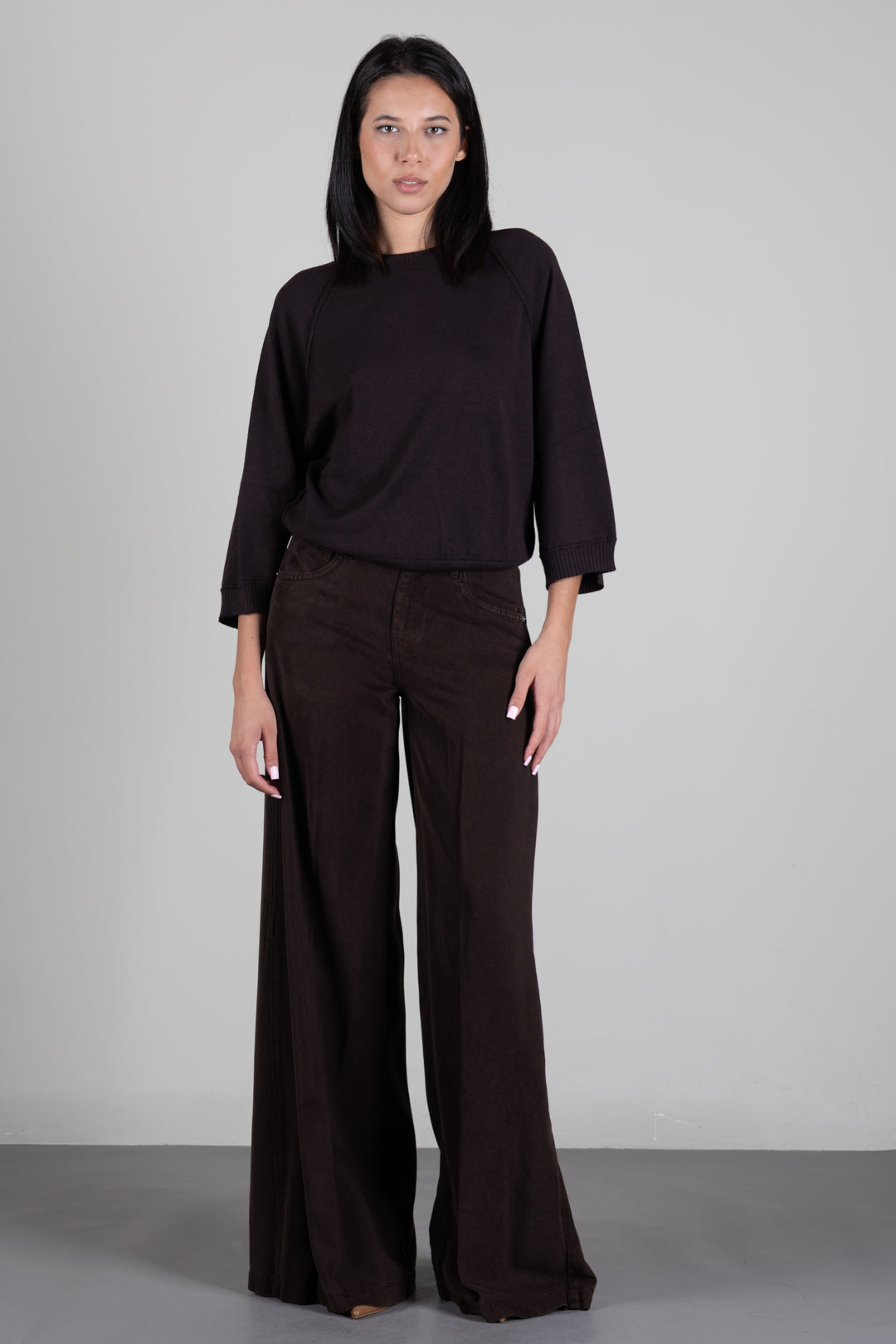 Twin-set Maglia In Misto Viscosa con Maniche a 3/4 262TF3023 DEEP BROWN