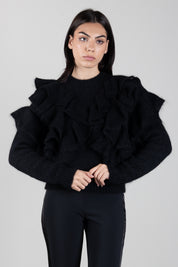 Elisabetta Franchi Maglia In Mohair con Ruches MK42T67E2 NERO
