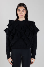 Elisabetta Franchi Maglia In Mohair con Ruches MK42T67E2 NERO