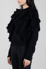 Elisabetta Franchi Maglia In Mohair con Ruches MK42T67E2 NERO