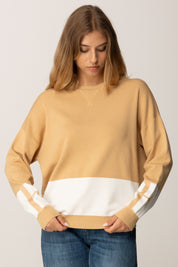 Elisabetta Franchi Maglia In Viscosa con Bande a Contrasto MK01S56E2 HONEY/AVORIO