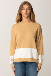 Elisabetta Franchi Maglia In Viscosa con Bande a Contrasto MK01S56E2 HONEY/AVORIO