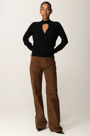 Twin-set Maglia In Viscosa Stretch con Cut-out e Incrocio 252TP3060 NERO