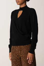 Twin-set Maglia In Viscosa Stretch con Cut-out e Incrocio 252TP3060 NERO