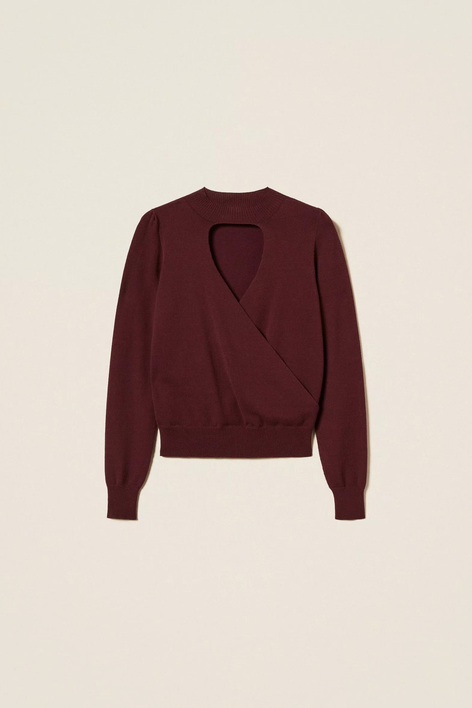 Twin-set Maglia In Viscosa Stretch con Cut-out e Incrocio 252TP3060 WINETASTING