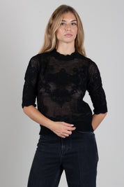 Twin-set Maglia Jacquard In Misto Alpaca 262TP3341 NERO