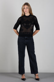 Twin-set Maglia Jacquard In Misto Alpaca 262TP3341 NERO