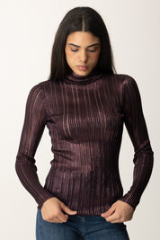 Elisabetta Franchi Maglia Laminata a Costine MK17Q56E2 MERLOT
