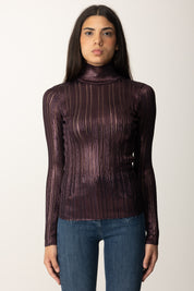 Elisabetta Franchi Maglia Laminata a Costine MK17Q56E2 MERLOT