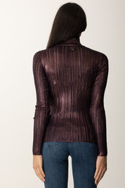 Elisabetta Franchi Maglia Laminata a Costine MK17Q56E2 MERLOT