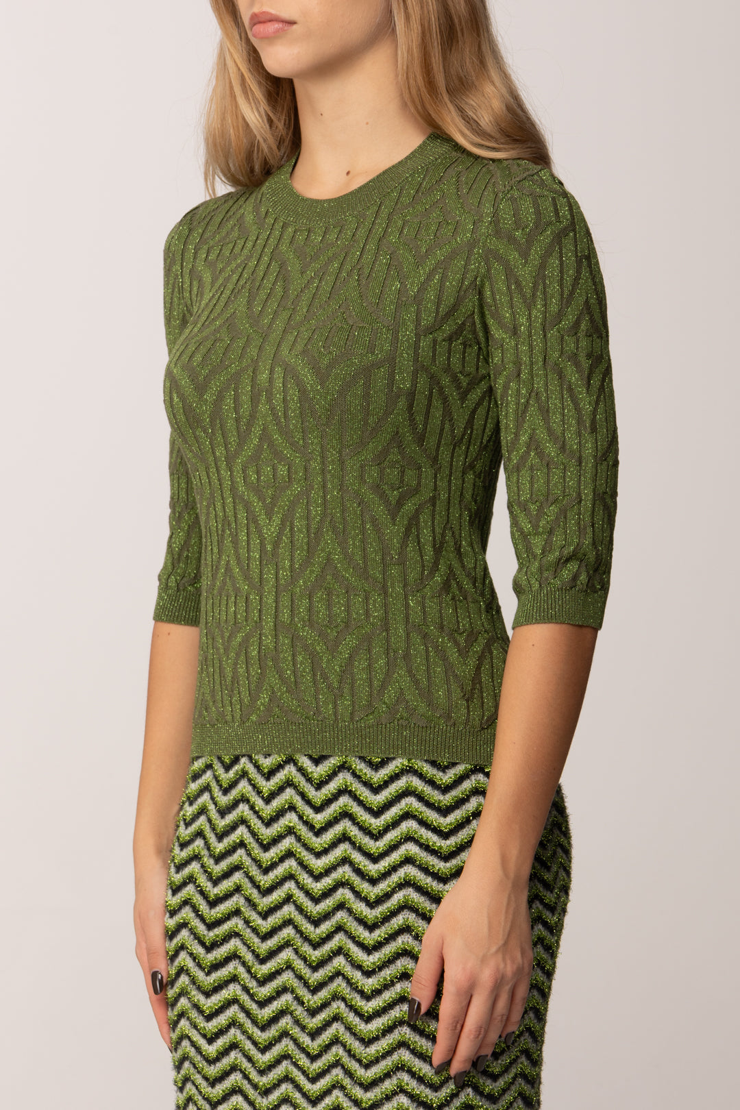 Akep Maglia Logo Lurex MGKD11034 VERDE