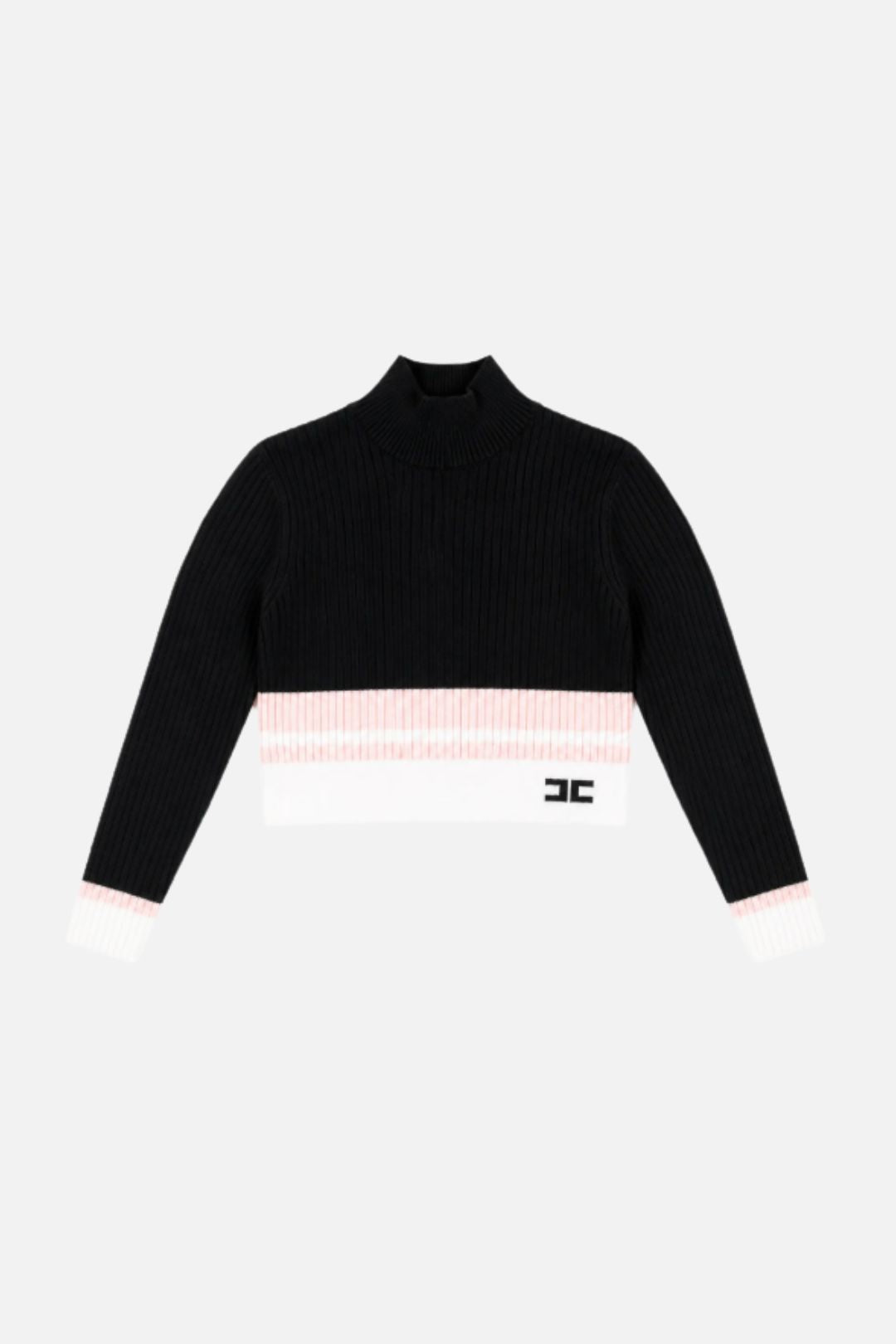 Elisabetta Franchi Bambina Maglia Lupetto Color Block con Logo EFMA202CFL040.D581