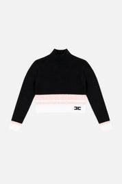 Elisabetta Franchi Bambina Maglia Lupetto Color Block con Logo EFMA202CFL040.D581