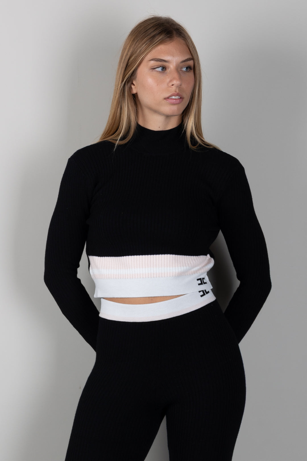 Elisabetta Franchi Bambina Maglia Lupetto Color Block con Logo EFMA202CFL040.D581