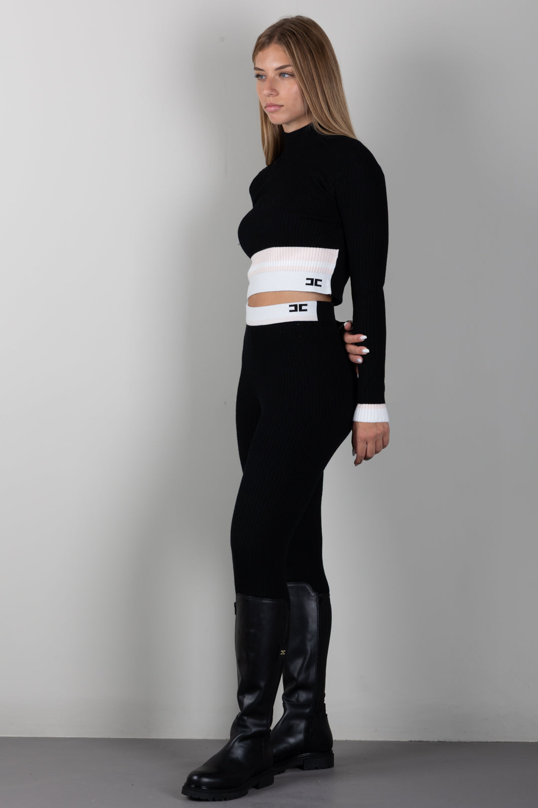 Elisabetta Franchi Bambina Maglia Lupetto Color Block con Logo EFMA202CFL040.D581