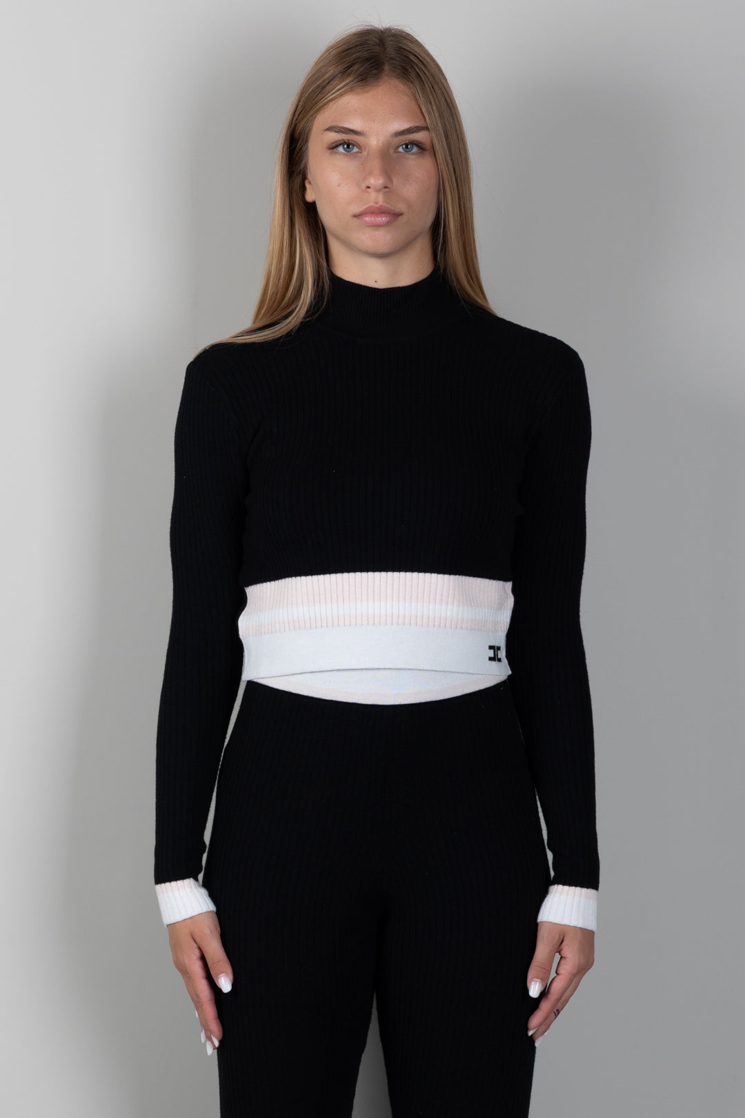Elisabetta Franchi Bambina Maglia Lupetto Color Block con Logo EFMA202CFL040.D581