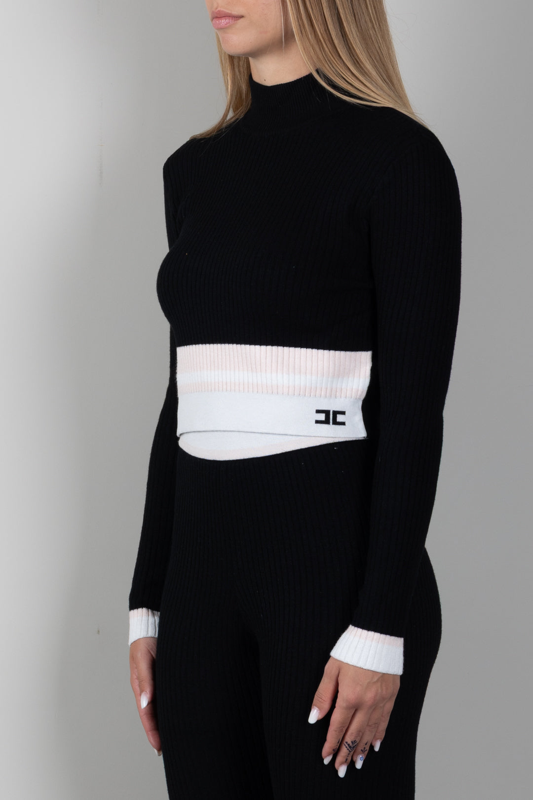 Elisabetta Franchi Bambina Maglia Lupetto Color Block con Logo EFMA202CFL040.D581