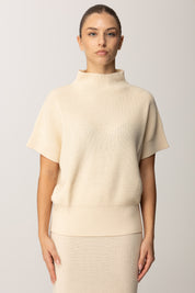 Patrizia Pepe Maglia Mezze Maniche "essential" a Coste 2K0351 K9O3A WOOLY WHITE