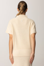 Patrizia Pepe Maglia Mezze Maniche "essential" a Coste 2K0351 K9O3A WOOLY WHITE
