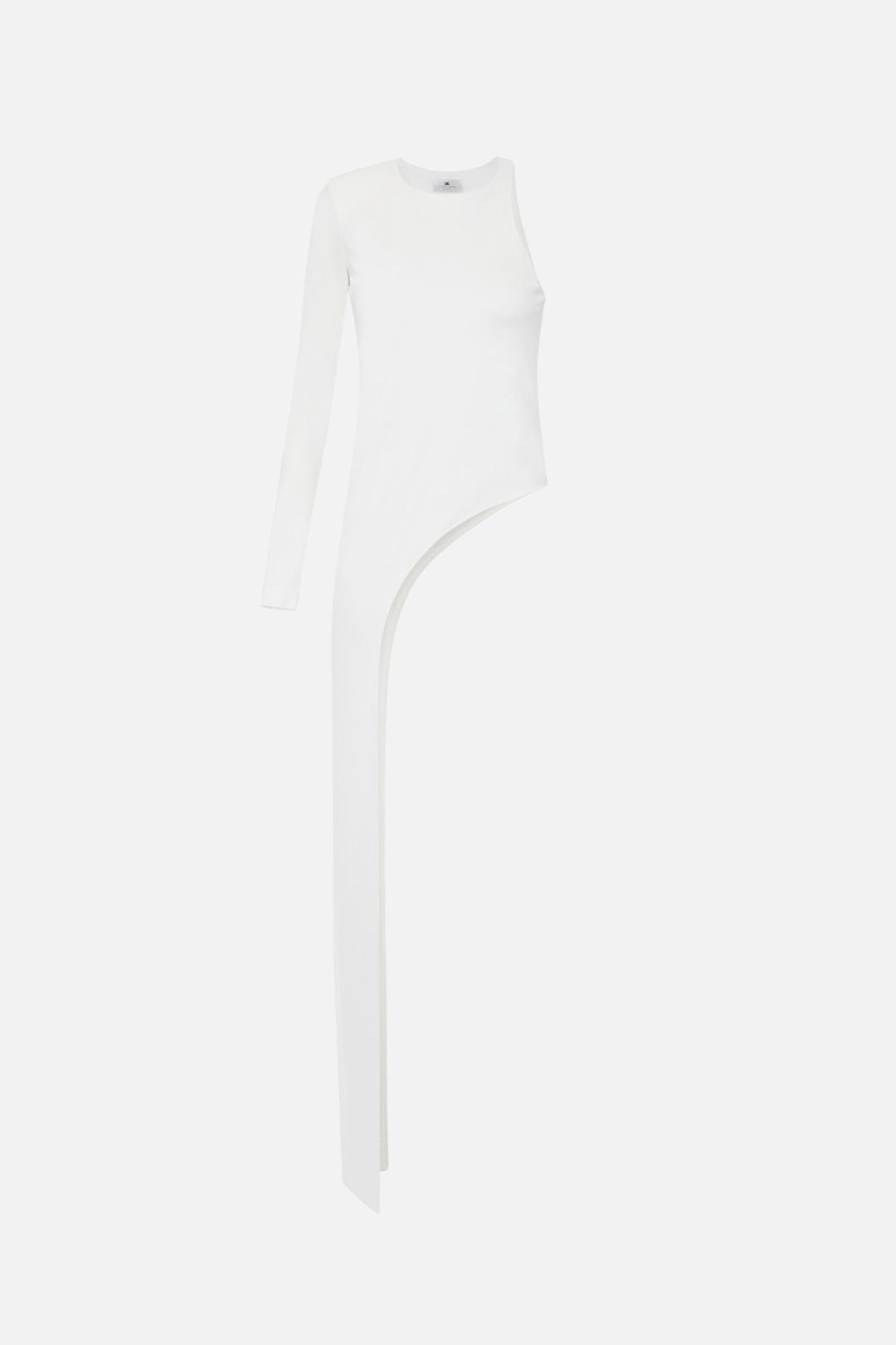 Elisabetta Franchi Maglia Monospalla In Jersey Lucido con Taglio Asimmetrico MD00367E2 AVORIO