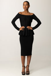 Elisabetta Franchi Maglia Off-shoulder con Baschina MK92S56E2 NERO