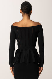 Elisabetta Franchi Maglia Off-shoulder con Baschina MK92S56E2 NERO
