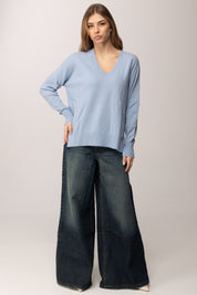 Meme Road Maglia Over con Scollo a V MRK629 GLACIALE