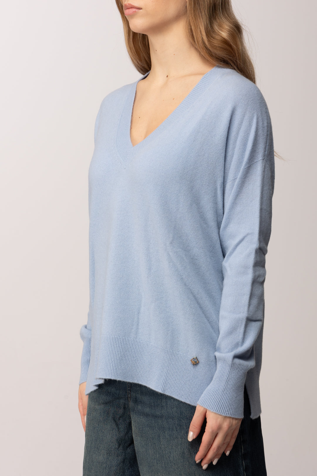 Meme Road Maglia Over con Scollo a V MRK629 GLACIALE