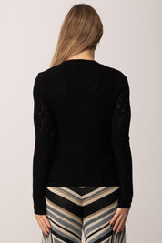 Akep 

maglia Punto Pizzo con Scollo a V e Bande Laterali MGKD11048 NERO