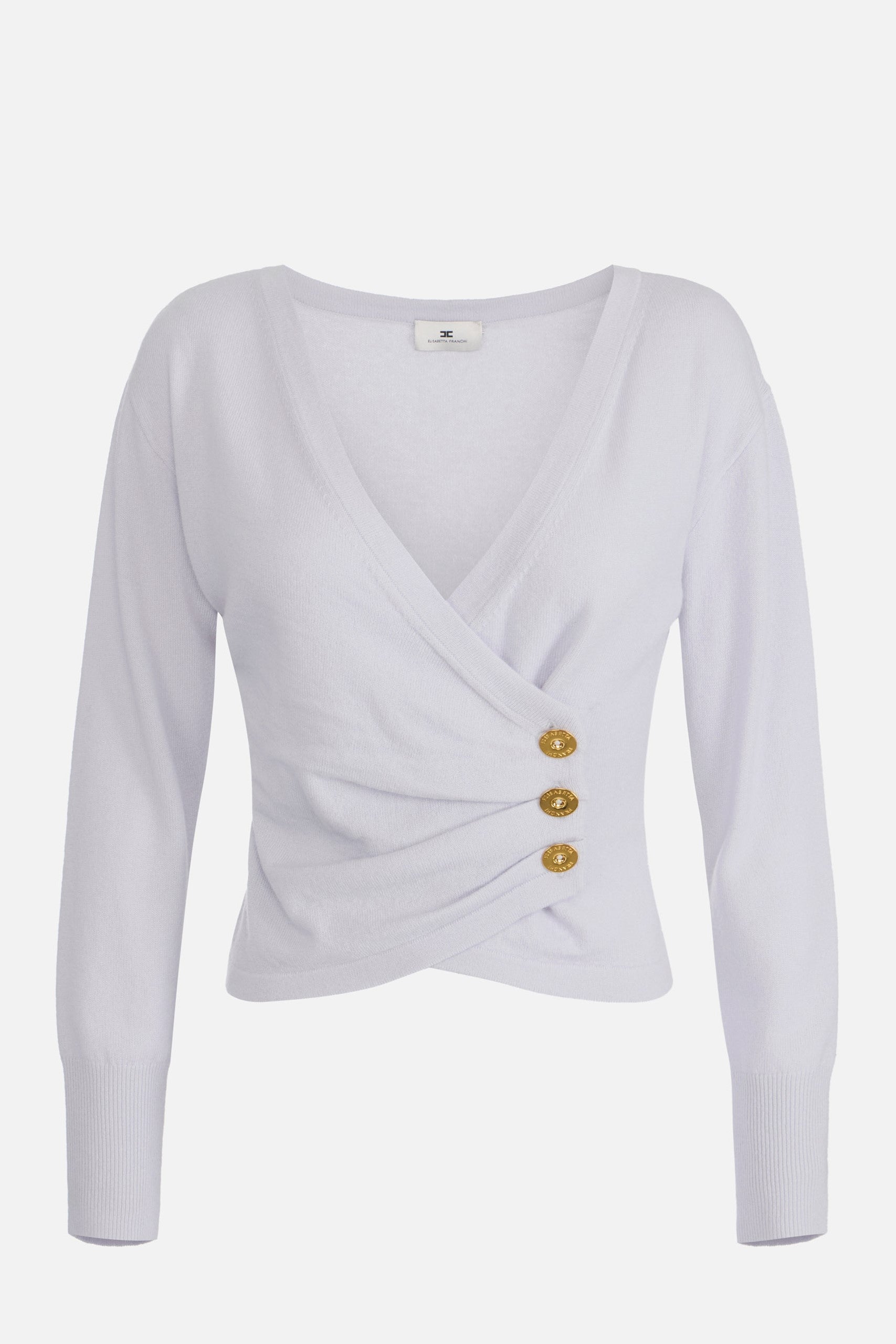 Elisabetta Franchi Maglia Scaldacuore con Bottoni Gioiello MK32S57E2 STARLIGHT