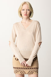 Akep Maglia Scollo a V con Cut-out MGKD07002 SABBIA