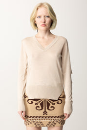 Akep Maglia Scollo a V con Cut-out MGKD07002 SABBIA