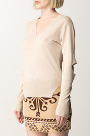 Akep Maglia Scollo a V con Cut-out MGKD07002 SABBIA