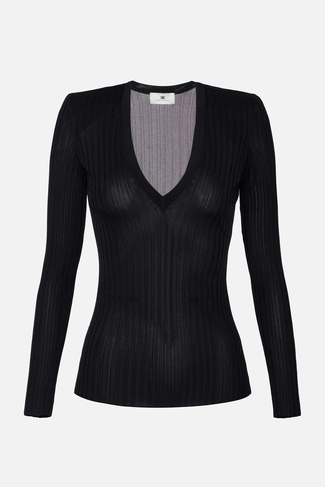 Elisabetta Franchi Maglia Scollo a V In Filato Di Viscosa MK21S56E2 NERO