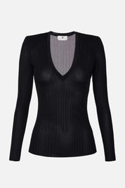 Elisabetta Franchi Maglia Scollo a V In Filato Di Viscosa MK21S56E2 NERO