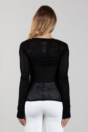 Elisabetta Franchi Maglia Semitrasparente con Costruzione Bustier MK07W66E2 NERO