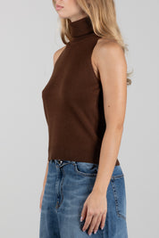 Manila Grace Maglia Smanicata con Collo Alto M404WU POTTING SOIL :AI26