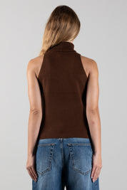 Manila Grace Maglia Smanicata con Collo Alto M404WU POTTING SOIL :AI26