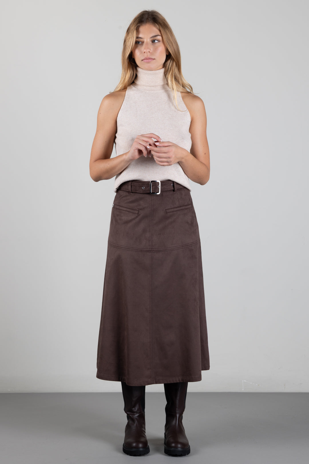 Manila Grace Maglia Smanicata con Collo Alto M404WU TUFFET :AI26