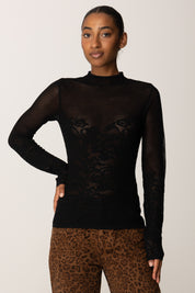 Patrizia Pepe Maglia Trasparente In Pizzo 8K0344 K284 NERO