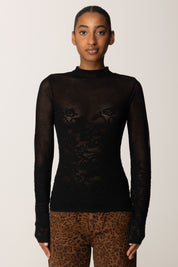 Patrizia Pepe Maglia Trasparente In Pizzo 8K0344 K284 NERO