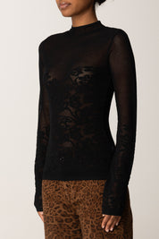 Patrizia Pepe Maglia Trasparente In Pizzo 8K0344 K284 NERO